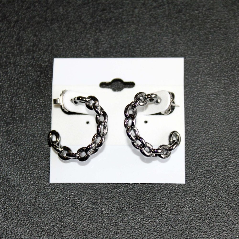 Lia Sophia Dark Silver Hoop Earrings
